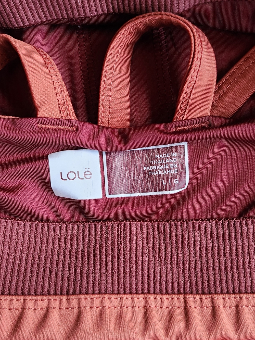 Lole Women's Dual-Tone Coral and Deep Berry Sports Bra